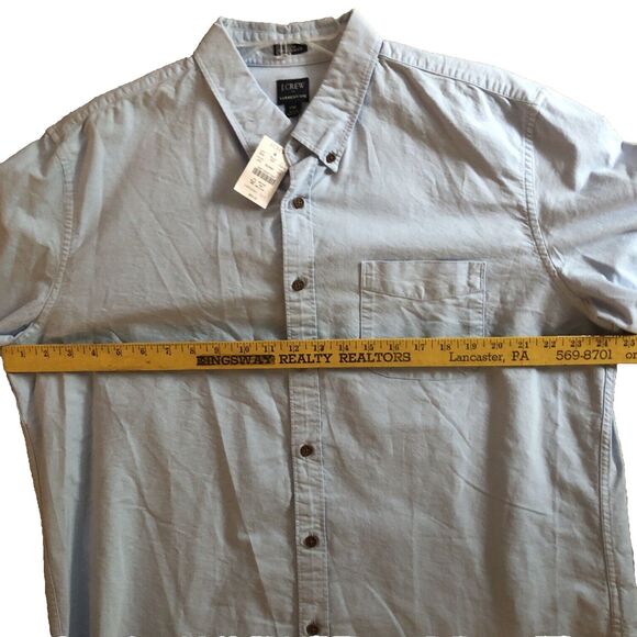 J. Crew Garment Dye Button Down Shirt Mens Size XXL Blue Slim Untucked Fit NEW - Picture 9 of 11